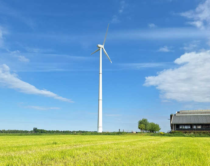 Kleine windmolen met gras Luttenberg Hulst Wind Energy